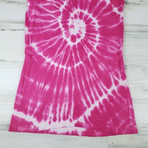 NWOT Point Sportswear Ribbed Tie Dye Pink Fuchsia Spiral Tank Top Size Medium - Picture 7 of 8